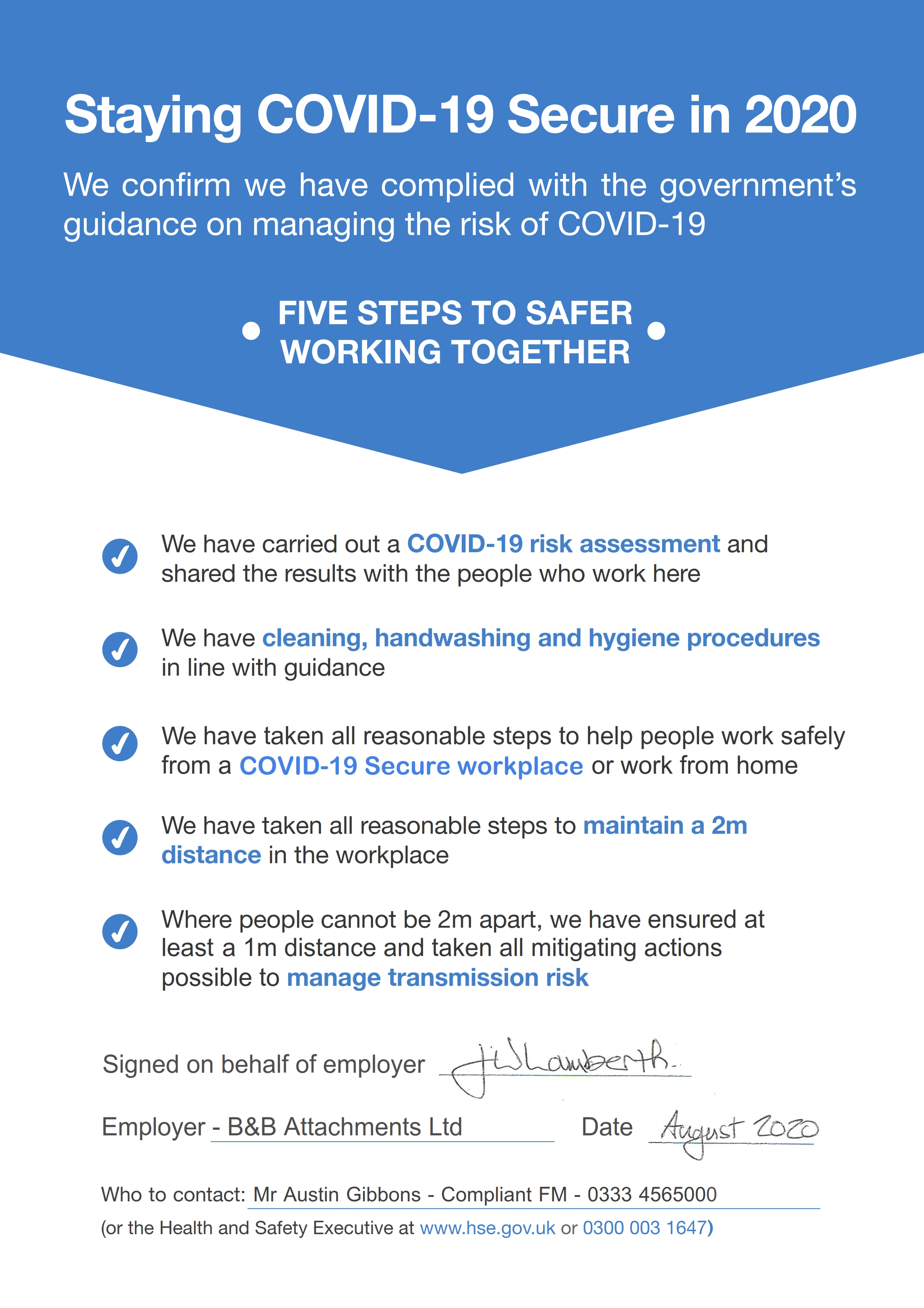 Staying COVID-19 Secure in 2020